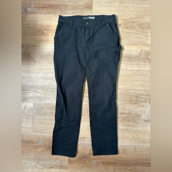 Womens Carhartt Rugged Flex Double Front Canvas Cargo Work Pants Size 10 Black - Picture 2 of 9